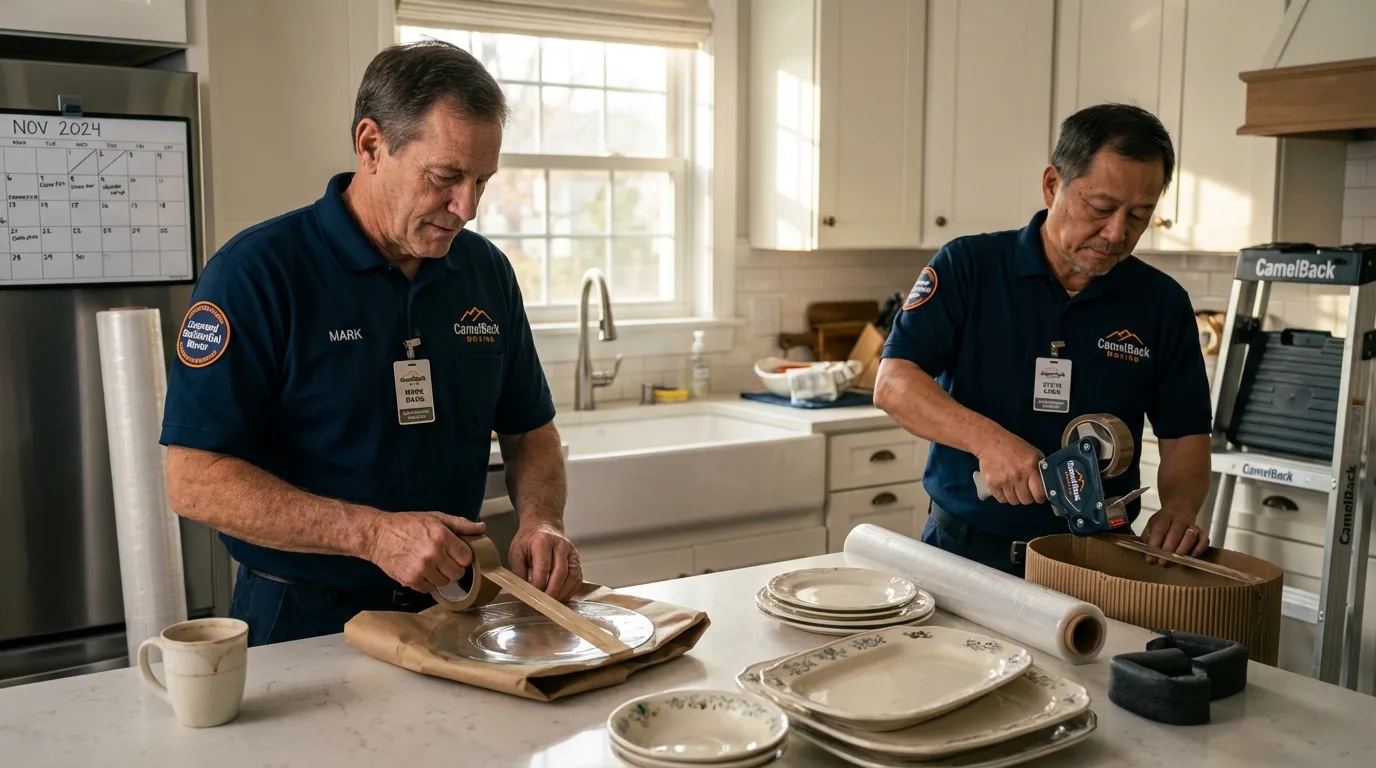 Professional crew packing kitchen dishware in Mobridge, SD